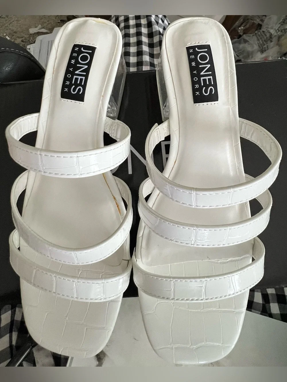 Jones New York Unika Lucite Heel Dress Sandals. NIB. Size; 6. Asking: $55.